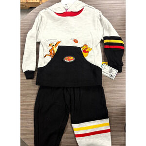 Vintage Disney Pooh Hoodie Pants Set Boys 3T Gray Black Winnie Tigger Football